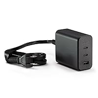 mophie GaN 100W Charger – 3-Port Fast Wall Charger with 1.5m/5ft USB-C Cable, USB-C PD and USB-A Ports, Charge Laptops, Tablets, Phones, Compact, Sustainable Design, Black