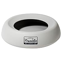 Franklin Sports Spill Proof Portable Pet Bowl For Cars - No Splash Travel Water + Food Dish for Dogs + Cats - 16 oz. - BPA Free,White , Gray