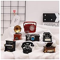 GISELA D 7Pieces Scene Dollhouse Furniture Accessories 1:12 Scale phonograph Retro telephone ect,Mini Life Scene Craft,Charming Retro Vivid (7piece set)