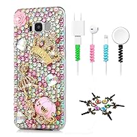 STENES Sparkle Case Compatible with Samsung Galaxy Note 10 Plus - Stylish - 3D Handmade Bling Crown Dance Girl Pumkpin Car Design Cover Case with Cable Protector [4 Pack] - Pink