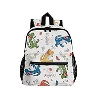 Preschool Kids Backpack, Dancing Dinosaur Music Lover Doodle Mini Bookbag Kindergarten Nursery Bags for Boys Girls Toddler