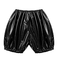 Unisex Kids Fashion Faux Leather Bloomer Shorts Elastic Waist Shiny Metallic Dancewear Shorts