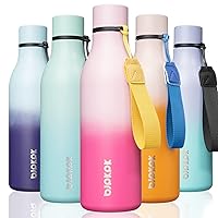 Insulated Water Bottles, 18oz Stainless Steel Metal Water Bottle with Strap, BPA Free Leak Proof Thermos, Mugs, Flasks, Reusable Water Bottle for Sports & Travel, Sakura