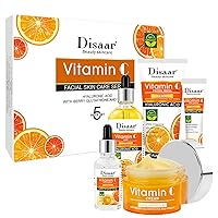 Vitamin C Orange Extract Facial Skin Care Hyaluronic Acid Berry Glutathione Facial Wash Toner Serum Eye Cream 100ml+100ml+30ml+50ml+25ml 5PCS Gift Box Set
