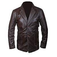 Mens Fast & Furious Jason Statham Cosplay Racer Formal Outerwear Faux Leather Blazer Coat
