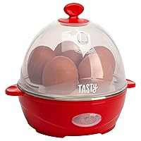 Mini Rapid Egg Cooker, 5-Egg Capacity for Perfect Hard Boiled Eggs or Omelets, Auto Shut Off, Red