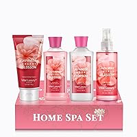 Bath and Body Gift Set for Women and Girls, Japanese Cherry Blossom Spa Home Set with Natural Extracts, Set of 4 - Shower Gel, Body Lotion, Body Mist, Body Cream, Personal Self-Body Care Travel Set