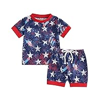 Bagilaanoe 4th of July Outfit Toddler Baby Boy Clothes Short Sleeve T-shirt Tops and Short Set