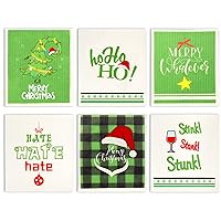 6 Pieces Christmas Swedish Dishcloths Set Soft Absorbent Christmas Cleaning Cloths Washable Kitchen Dishcloths Quick Drying Swedish Dish Cloth Xmas Kitchen Home Reusable Cleaning Cloths Towels