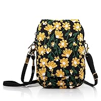 Goodhan Floral Embroidery Crossbody Bag, Mini Canvas Shoulder Bag Cellphone Purse Wristlet Pouch