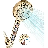 Cobbe Filtered Shower Head with Handheld, High Pressure 6 Spray Mode Showerhead with Filters, Water Softener Filters Beads for Hard Water - Remove Chlorine - Reduces Dry Itchy Skin, Egyptian Gold