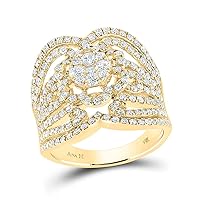 The Diamond Deal 14kt Yellow Gold Womens Round Diamond Fashion Ring 1-1/2 Cttw