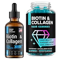 Beauty Boost - Vitamins for Healthy Hair, Skin and Nails - Biotin & Collagen Drops 30000mcg 2oz and Hair Growth Gummies 60pcs