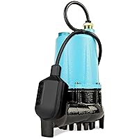 Little Giant BSC33T 1/3 HP, 115 Volt, 3000 GPH Automatic Submersible Cast Iron Sump/Effluent Pump with Piggy-back Tethered Float Switch and 30-Ft. Cord, Blue, 506256