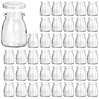 Glass Jars, 40 PACK 4 oz Clear Yogurt Jars With PE Lids, Glass Pudding Jars Yogurt Jars Ideal for Jam, Honey, Wedding Favors, Shower Favors (150ml)