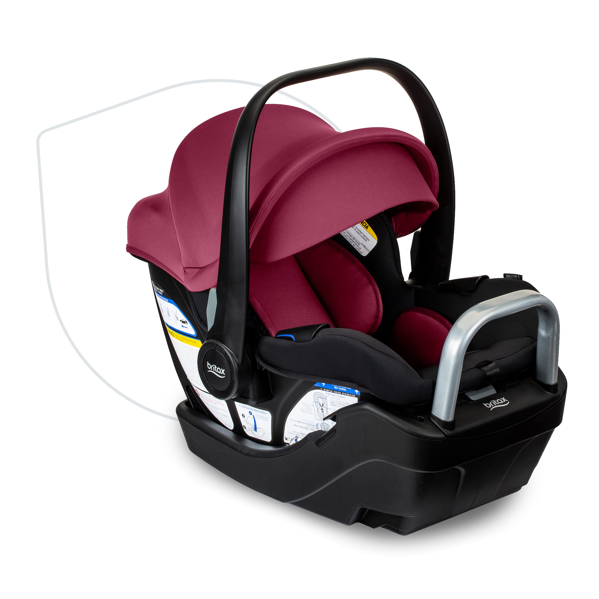Britax Willow S Infant Car Seat with Alpine Base, ClickTight Technology, Rear Facing Car Seat with RightSize System, Ruby Onyx