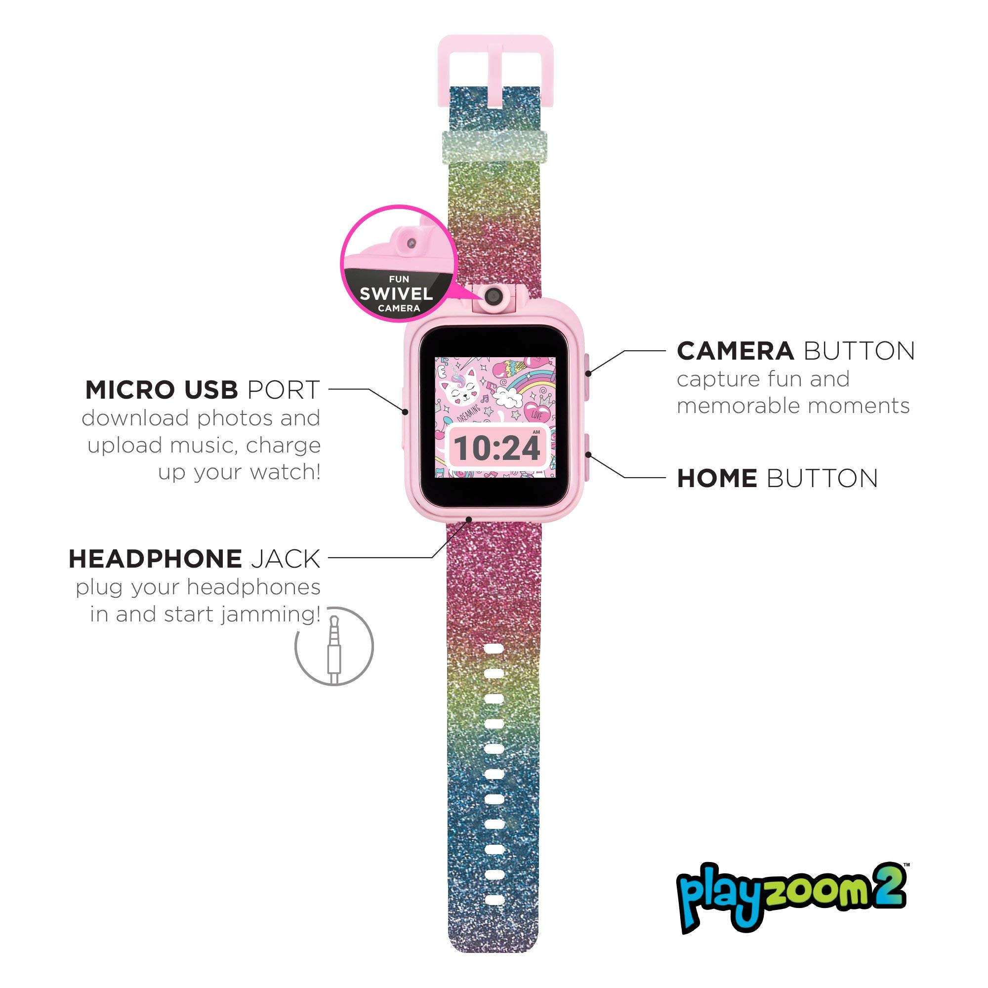 Kids Smartwatch PlayZoom 2 with Swivel Selfie Camera, STEM Learning, 20+ Games, Audio Bedtime Stories, Store Music for Kids Toddlers Boys Girls