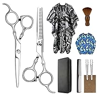 Hair Cutting Scissors Capes and Brush Professional Home Haircutting Barber/Salon Thinning Shears Kit with Comb and Case for Men/Women