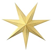 Large 3D Paper Star 24in/60cm Hanging Star | 7-Point Gold Design Paper Star Decorations for Christmas Holiday, Birthday Party Celebration & Home Decor