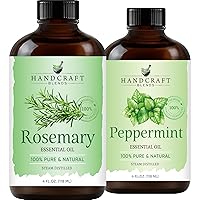 Handcraft Blends Peppermint Essential Oil and Rosemary Essential Oil Set – Huge 4 Fl. Oz – 100% Pure and Natural Essential Oils – Premium Therapeutic Grade with Premium Glass Dropper