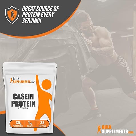 Casein Protein Powder - Micellar Casein Powder, Protein Powder Casein, Casein Powder - Unflavored & Gluten Free, 30g per Serving, 1kg (2.2 lbs)