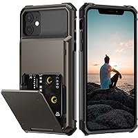 Nvollnoe for iPhone 11 Case with Card Holder[Store 5 Cards] Dual Layer Heavy Duty Shockproof Wallet Case with Hidden Card Slot Large Storage Case for iPhone 11(Gunmetal)