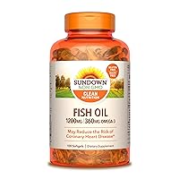 Sundown Fish Oil 1200 mg, Omega-3 Dietary Supplement, Supports Heart Health, 100 Softgels (Packaging May Vary)