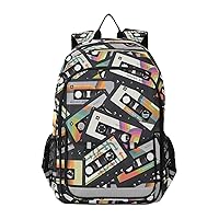 ALAZA Music Retro Vintage Cassette Tape Laptop Backpack Purse for Women Men Travel Bag Casual Daypack with Compartment & Multiple Pockets