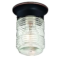 Design House 587238 Jelly Jar 1-Light Indoor/Outdoor Flush Mount Ceiling Light, Oil Rubbed Bronze