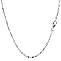 Jewelry Affairs Sterling Silver Rhodium Plated Singapore Chain Necklace, 2.0mm