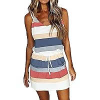 Nope Not Today Camouflage Pocket Women's Summer Spaghetti Strap Panel Dress Casual Tie Waist with Pockets Mini Dress