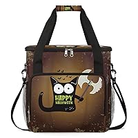 Funny Halloween Black Cat Knife Coffee Maker Carrying Bag Compatible with Single Serve Coffee Brewer Travel Bag Waterproof Portable Storage Toto Bag with Pockets for Travel, Camp, Trip