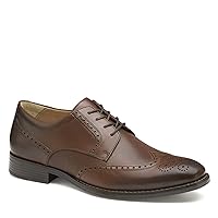 Johnston & Murphy Men's Lewis Wingtip Shoe, Black, Size 9.5 - Rich Full Grain Leather Dress Shoes for Work, Comfortable Cushioned Footbed & Rubber Sole