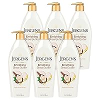 Jergens Shea Butter Body Lotion, Deep Conditioning Moisturizer, Hydration for Dry to Very Dry Skin, with Pure Shea Butter, 3X More Radiant Skin, Dermatologist Tested, 16.8 oz (Pack of 6)
