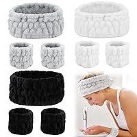 WHAVEL 9 PCS Face Wash Headband and Wristband Set, Makeup Spa Headband and Wristband Skin Care Headbands Arm Wrist Bands for Washing Face