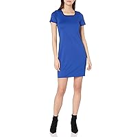 Star Vixen Women's Plus Size Short Sleeve Ponte Sheath Dress with Contrast Piping