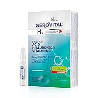 Hyaluronic Acid and Vitamin C Serum, Intensive Anti-Wrinkle Treatment, Hydrating, Moisturizing for Normal, Mixed, Dry Skin, 10 vials x 2 ml, Gerovital H3 Hyaluron C