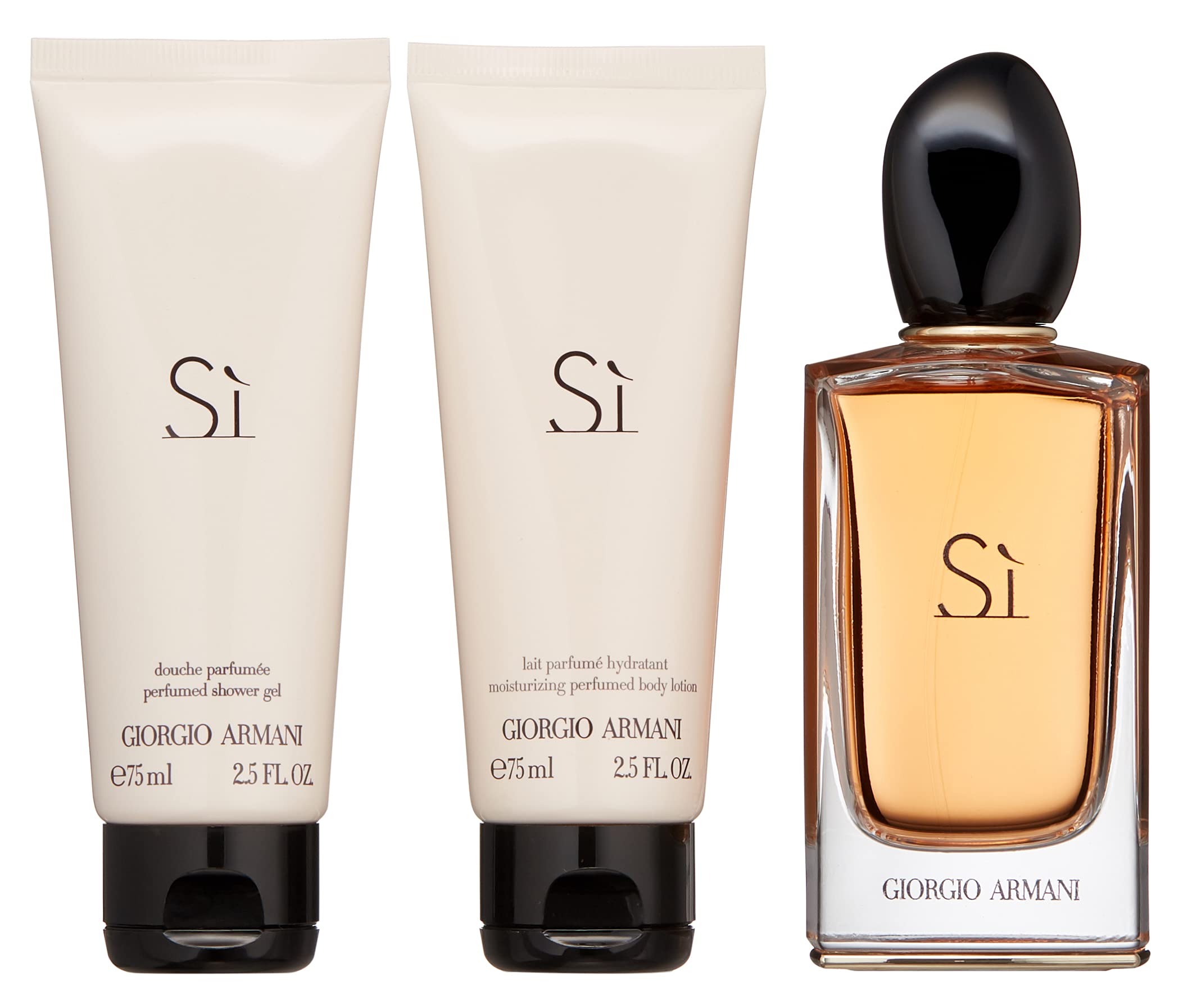 Giorgio Armani Si For Women 3 Piece Set (3.4 Oz Eau De Parfum Spray/ 2.5 Perfumed Body Lotion / 2.5 Perfumed Shower Gel)