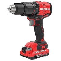 CRAFTSMAN V20 Hammer Drill, 1/2 Inch Ratcheting Chuck, 2 Batteries and Charger Included (CMCD731D2)