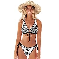 ALAZA Abstract Black and White Geometric Bikinis Swimsuit Set for Women XS