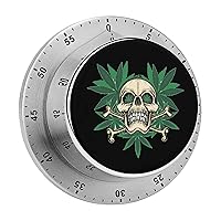 Skull Cannabis Weed 60 Minute Timer Stainless Steel Wind Up Magnetic Timer Time Management for Cooking Kitchen