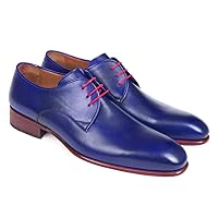 Paul Parkman Blue Hand Painted Derby Shoes (ID#633BLU13)