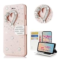 STENES Bling Wallet Phone Case Compatible with LG Velvet 5G 6.8 inch 2020 Case - Stylish - 3D Handmade Pretty Heart Design Magnetic Wallet Stand Leather Cover Case Case - Pink