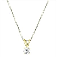 The Diamond Channel NATURAL Diamond 4-Prong Pendant Necklace with 16”+2” Extender - 14K Gold Diamond Pendant - Fine Jewelry for Women