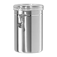 Oggi Stainless Steel Kitchen Canister 62 fl oz - Airtight Clamp Lid, Clear See-Thru Top - Ideal for Kitchen Storage, Food Storage, Pantry Storage. Large Size 5