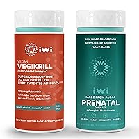 Iwi Life Vegikrill & Prenatal Multivitamin Bundle, 30 Servings, Vegan Plant-Based Algae Omega 3, Krill & Fish Oil Alternative, No Fishy Aftertaste