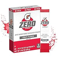 G Zero Powder Packets, Fruit Punch, 10 Counts, 0.10oz Sugar free G Powder Packets (Pack of 10)