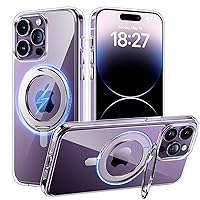 TAURI 360°Rotatable Magnetic Ring for iPhone 14 Por Case Clear, [Designed for Magsafe] with Stand & Ring Holder, Phone Case with 2X Screen Protectors +2X Camera Lens Protector