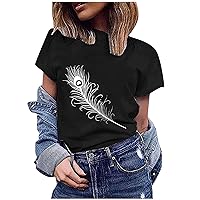Shirts for Women Summer Crew Neck Short Sleeve T-Shirts Regular Casual Blouse Lightweight Breathable Athletic Tee Tops