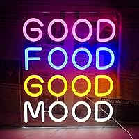 Good Food Good Mood Neon LED Sign, Food Neon Signs for Wall Decor, Good Food Good Mood Neon Light with USB Powered for Snack Shop, Restaurant, Fast Food
